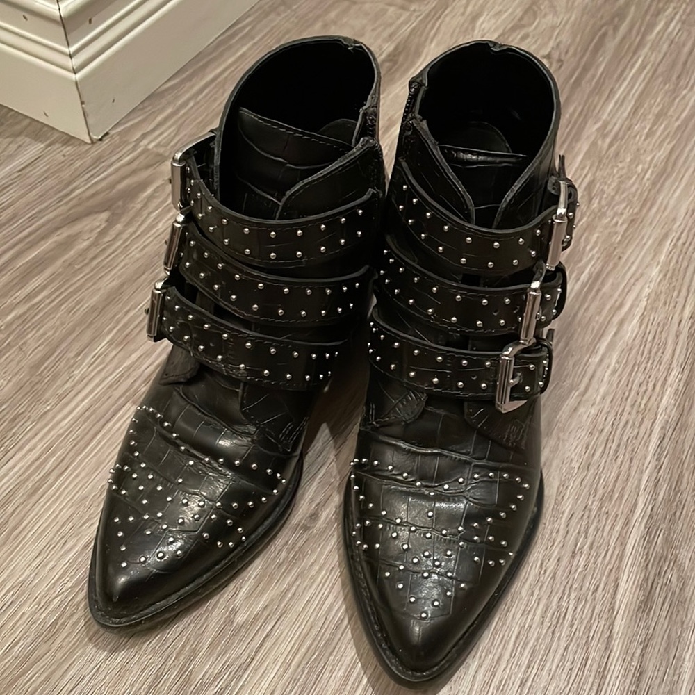 Studded black booties size 6